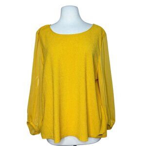 Calvin Klein Long Sleeve Yellow Blouse Size XL New With Tag